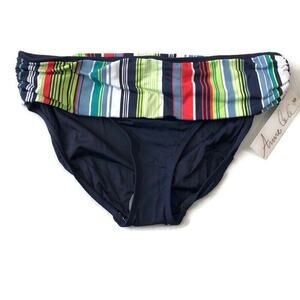 Anne Cole Womens Bikini Bottoms Size XL Fold Over Waist Blue Multicolor Waist